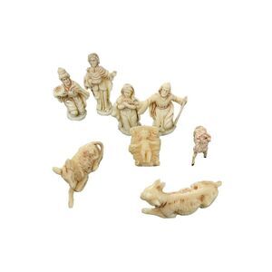 Vintage 8 + 2 Piece Nativity Italy Plastic White Faces 2'' Mary Baby Jesus